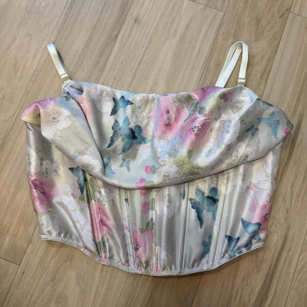 NWT Victoria's Secret Corset Top Size L Floral Butterfly